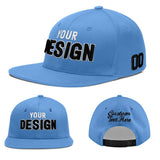 Custom Powder Blue Gold-Navy 3D Puff Embroidery Flat Embroidery Casual Sport Baseball Cap