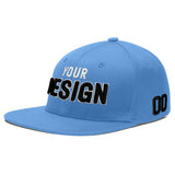 Custom Powder Blue Gold-Navy 3D Puff Embroidery Flat Embroidery Casual Sport Baseball Cap