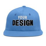 Custom Powder Blue Gold-Navy 3D Puff Embroidery Flat Embroidery Casual Sport Baseball Cap