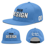 Custom Powder Blue Gold-Navy 3D Puff Embroidery Flat Embroidery Casual Sport Baseball Cap
