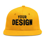 Custom Yellow Black 3D Puff Embroidery Flat Embroidery Casual Sport Baseball Cap