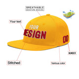 Custom Yellow Black 3D Puff Embroidery Flat Embroidery Casual Sport Baseball Cap