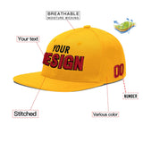 Custom Yellow Black 3D Puff Embroidery Flat Embroidery Casual Sport Baseball Cap
