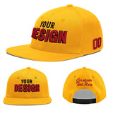 Custom Yellow Black 3D Puff Embroidery Flat Embroidery Casual Sport Baseball Cap