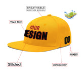 Custom Yellow Black 3D Puff Embroidery Flat Embroidery Casual Sport Baseball Cap