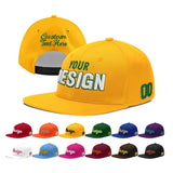 Custom Yellow Black 3D Puff Embroidery Flat Embroidery Casual Sport Baseball Cap