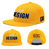 Custom Yellow Navy-White 3D Puff Embroidery Flat Embroidery Casual Sport Baseball Cap