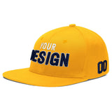 Custom Yellow Navy-White 3D Puff Embroidery Flat Embroidery Casual Sport Baseball Cap