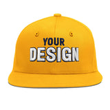 Custom Yellow Navy-White 3D Puff Embroidery Flat Embroidery Casual Sport Baseball Cap