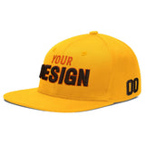 Custom Yellow Navy-White 3D Puff Embroidery Flat Embroidery Casual Sport Baseball Cap