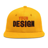 Custom Yellow Navy-White 3D Puff Embroidery Flat Embroidery Casual Sport Baseball Cap