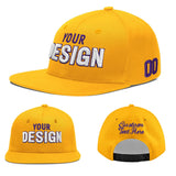 Custom Yellow Navy-White 3D Puff Embroidery Flat Embroidery Casual Sport Baseball Cap