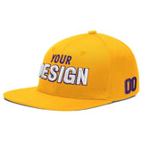 Custom Yellow Navy-White 3D Puff Embroidery Flat Embroidery Casual Sport Baseball Cap