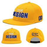 Custom Yellow Navy-White 3D Puff Embroidery Flat Embroidery Casual Sport Baseball Cap