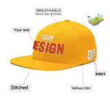 Custom Yellow Navy-White 3D Puff Embroidery Flat Embroidery Casual Sport Baseball Cap