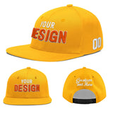 Custom Yellow Navy-White 3D Puff Embroidery Flat Embroidery Casual Sport Baseball Cap