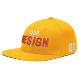 Custom Yellow Navy-White 3D Puff Embroidery Flat Embroidery Casual Sport Baseball Cap