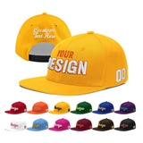 Custom Yellow Navy-White 3D Puff Embroidery Flat Embroidery Casual Sport Baseball Cap