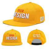 Custom Yellow Navy-White 3D Puff Embroidery Flat Embroidery Casual Sport Baseball Cap