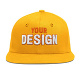 Custom Yellow Navy-White 3D Puff Embroidery Flat Embroidery Casual Sport Baseball Cap