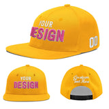 Custom Yellow Navy-White 3D Puff Embroidery Flat Embroidery Casual Sport Baseball Cap
