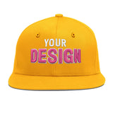 Custom Yellow Navy-White 3D Puff Embroidery Flat Embroidery Casual Sport Baseball Cap