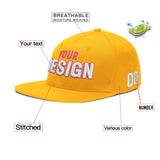 Custom Yellow Navy-White 3D Puff Embroidery Flat Embroidery Casual Sport Baseball Cap