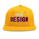 Custom Yellow Navy-White 3D Puff Embroidery Flat Embroidery Casual Sport Baseball Cap