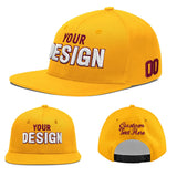 Custom Yellow Navy-White 3D Puff Embroidery Flat Embroidery Casual Sport Baseball Cap