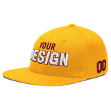 Custom Yellow Navy-White 3D Puff Embroidery Flat Embroidery Casual Sport Baseball Cap