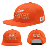 Custom Orange-White 3D Puff Embroidery Flat Embroidery Casual Sport Baseball Cap