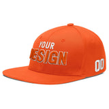 Custom Orange-White 3D Puff Embroidery Flat Embroidery Casual Sport Baseball Cap