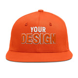 Custom Orange-White 3D Puff Embroidery Flat Embroidery Casual Sport Baseball Cap
