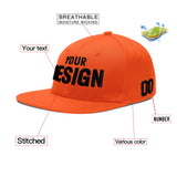 Custom Orange-White 3D Puff Embroidery Flat Embroidery Casual Sport Baseball Cap