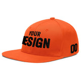 Custom Orange-White 3D Puff Embroidery Flat Embroidery Casual Sport Baseball Cap