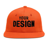 Custom Orange-White 3D Puff Embroidery Flat Embroidery Casual Sport Baseball Cap