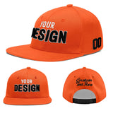 Custom Orange-White 3D Puff Embroidery Flat Embroidery Casual Sport Baseball Cap
