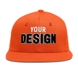 Custom Orange-White 3D Puff Embroidery Flat Embroidery Casual Sport Baseball Cap