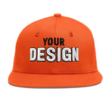 Custom Orange-White 3D Puff Embroidery Flat Embroidery Casual Sport Baseball Cap