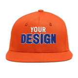 Custom Orange-White 3D Puff Embroidery Flat Embroidery Casual Sport Baseball Cap