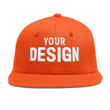 Custom Orange-White 3D Puff Embroidery Flat Embroidery Casual Sport Baseball Cap