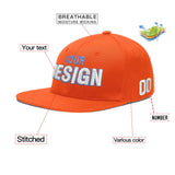 Custom Orange-White 3D Puff Embroidery Flat Embroidery Casual Sport Baseball Cap