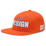 Custom Orange-White 3D Puff Embroidery Flat Embroidery Casual Sport Baseball Cap