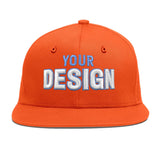 Custom Orange-White 3D Puff Embroidery Flat Embroidery Casual Sport Baseball Cap