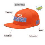 Custom Orange-White 3D Puff Embroidery Flat Embroidery Casual Sport Baseball Cap