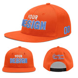 Custom Orange-White 3D Puff Embroidery Flat Embroidery Casual Sport Baseball Cap