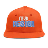 Custom Orange-White 3D Puff Embroidery Flat Embroidery Casual Sport Baseball Cap