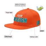 Custom Orange 3D Puff Embroidery Flat Embroidery Casual Sport Baseball Cap