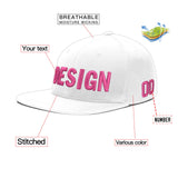 Custom White Pink 3D Puff Embroidery Flat Embroidery Casual Sport Baseball Cap