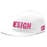Custom White Pink 3D Puff Embroidery Flat Embroidery Casual Sport Baseball Cap
